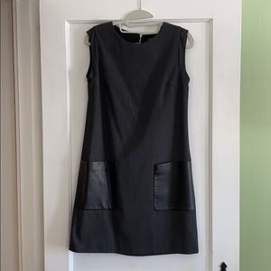 J Crew shift dress with faux leather pockets